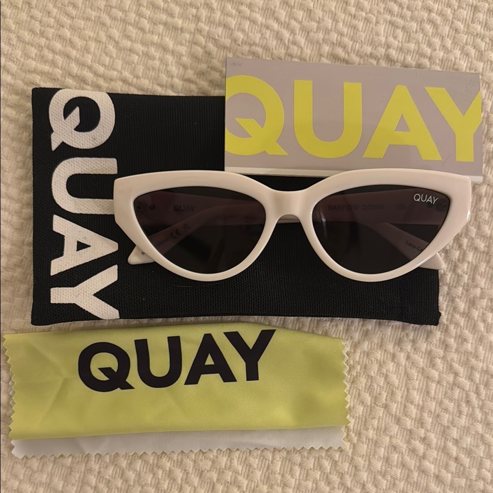 Quay Australia White Cat-Eye Sunglasses